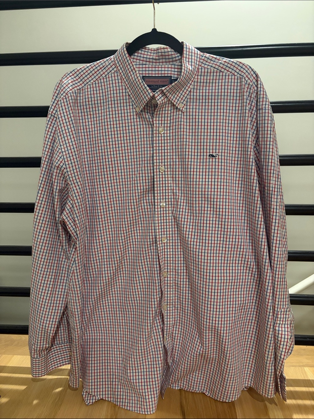 Vineyard Vines Men’s Red and Blue Check Button-Down Shirt